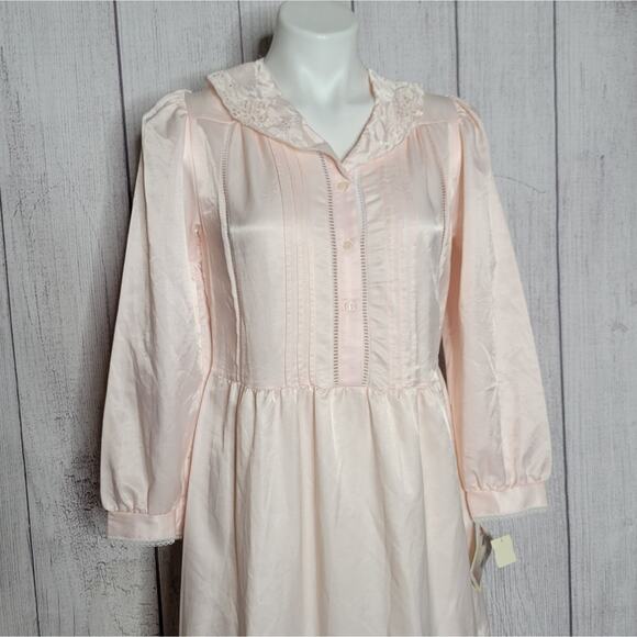Deadstock Cuddleskin Pink Long Sleeve Maxi Nightgown, size Small - Picture 1 of 9